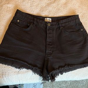 Distressed black denim boutique shorts!